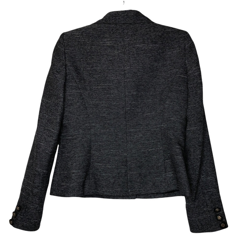 𝅺ANNE KLEIN - Double Breasted Black & White Square Neck Button Blazer - Size 4 - Picture 2 of 6